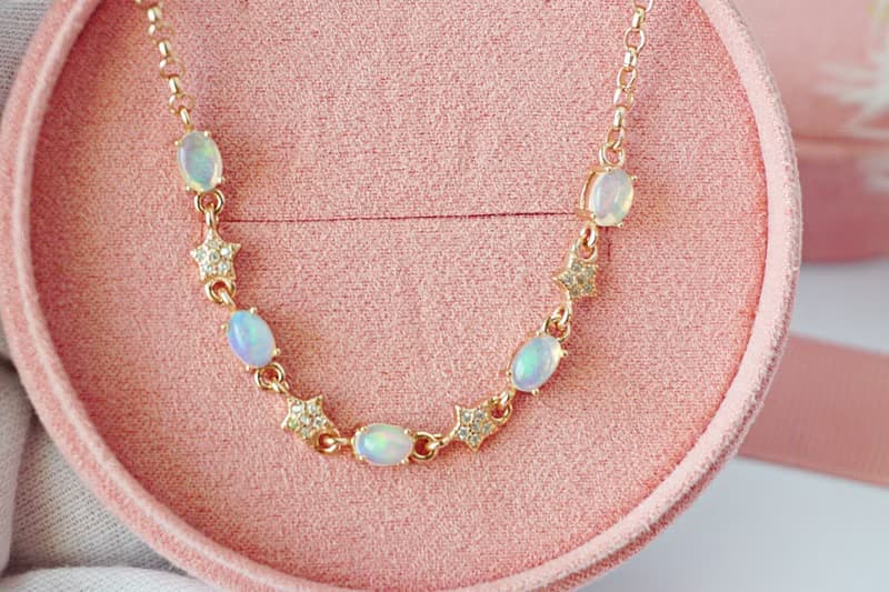 Natural Opal Bracelet Silver 925 With 18K Rose gold Plated