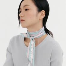 【Ven & Qu】Ma Chérie 粉綠條紋絲巾 6×110 cm