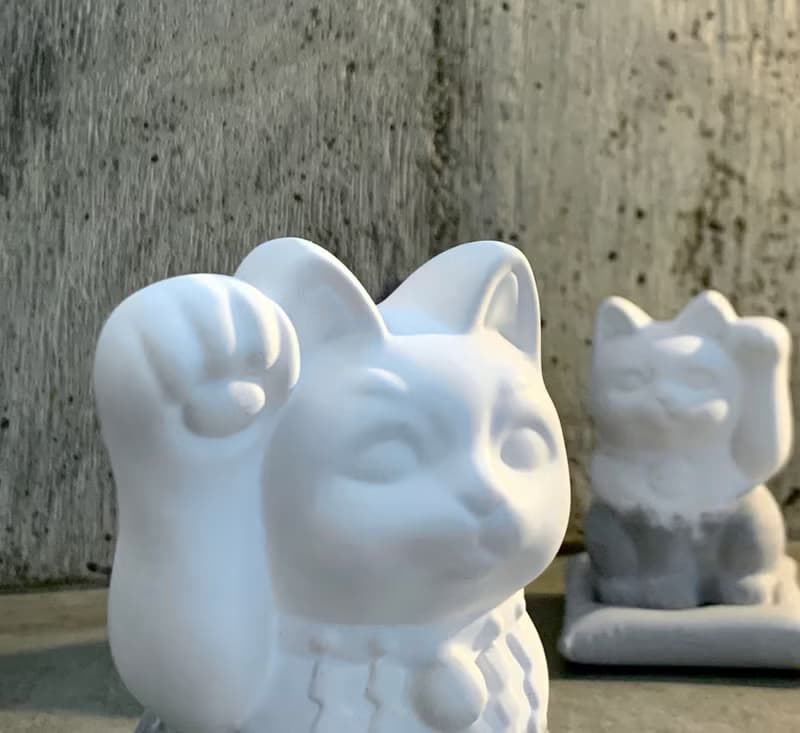 10CM 新版水泥招財貓擴香座 連水泥咕𠱸  右招財 / 左招福