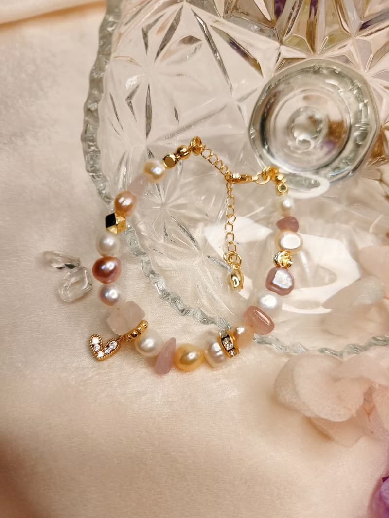 愛戀人魚-粉水晶【玫瑰水晶】珍珠手鍊