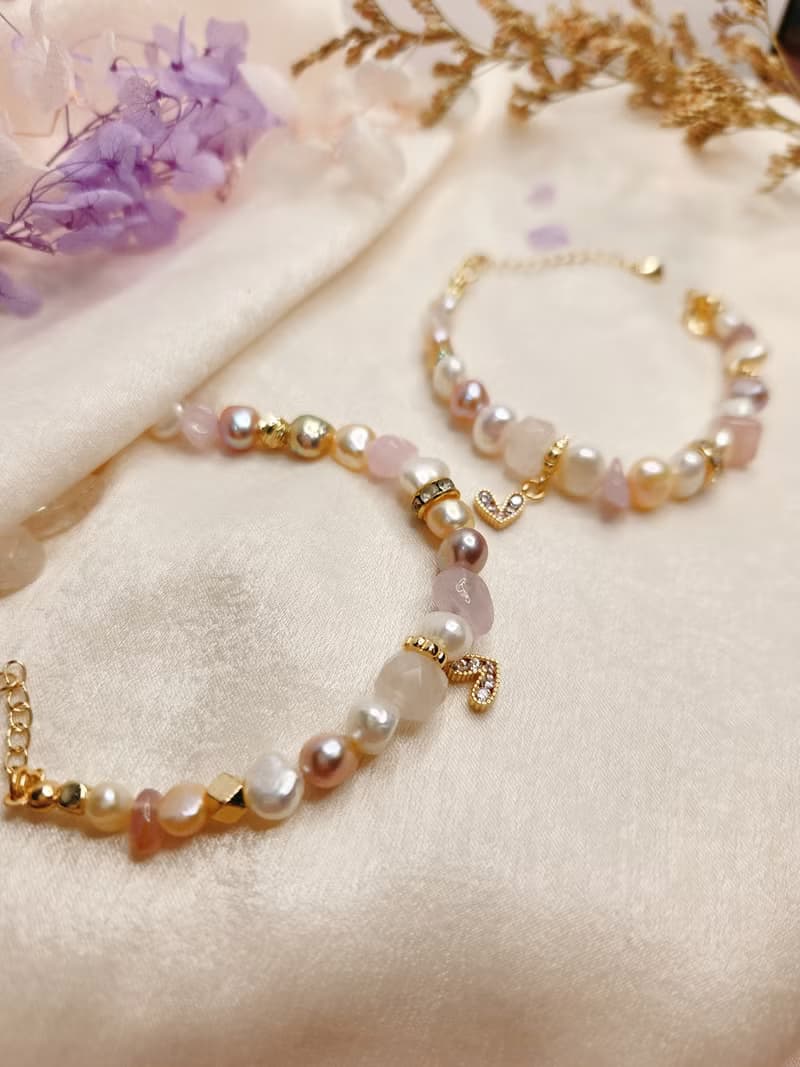 愛戀人魚-粉水晶【玫瑰水晶】珍珠手鍊