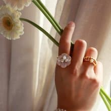 經典 優雅山茶花戒指  可調節尺寸 情人節  禮物