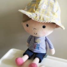 手工製作雙面黃色小花拼布帽子 嬰兒/小童/成人