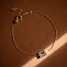 女爵 | 海藍寶 S925純銀 | 古典方鑽手鍊