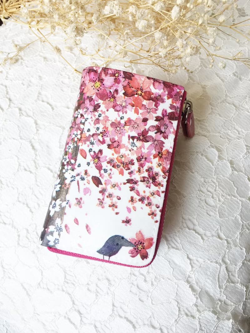 手作好禮 櫻花 牛皮多功能鑰匙包