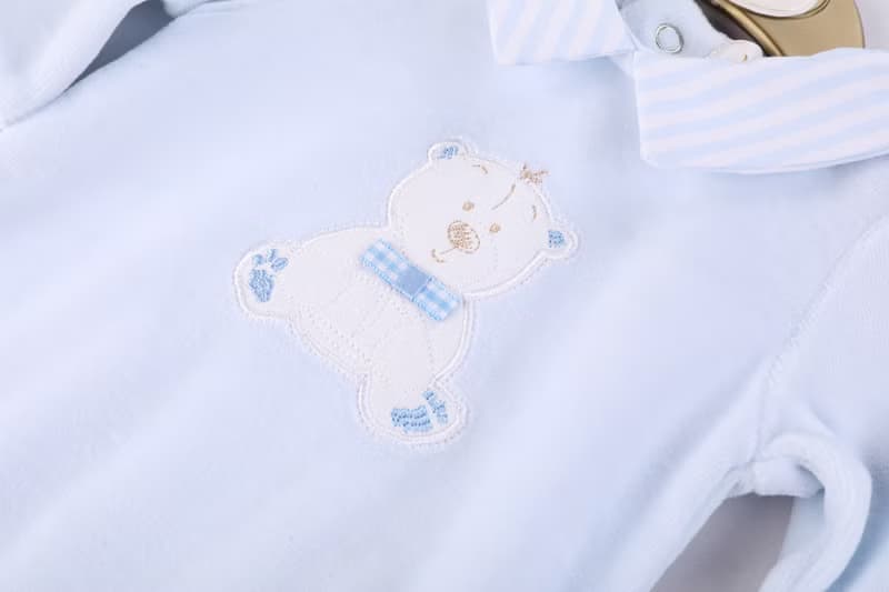 初生婴兒 長袖連身衣 可愛小熊繡綉 Party彌月