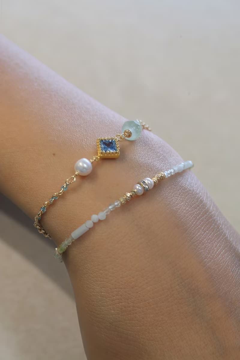 手鍊 葡萄石 珍珠 岫玉 天然石 - 密技 -