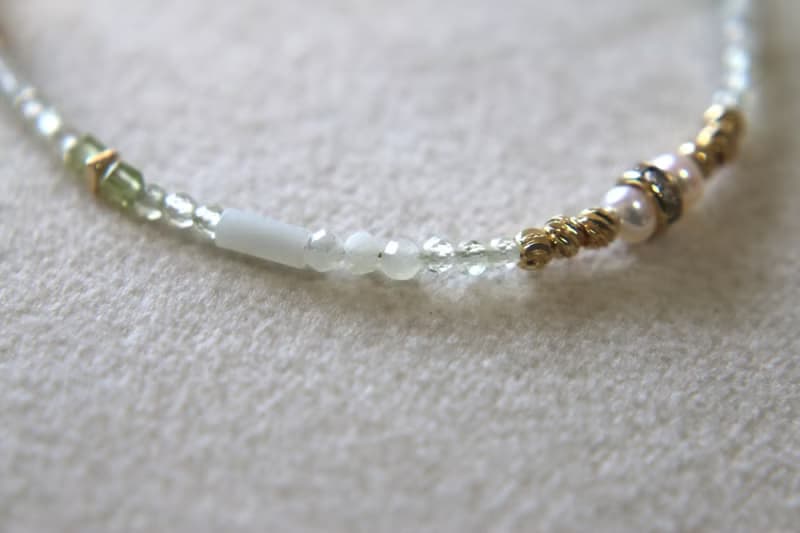 手鍊 葡萄石 珍珠 岫玉 天然石 - 密技 -