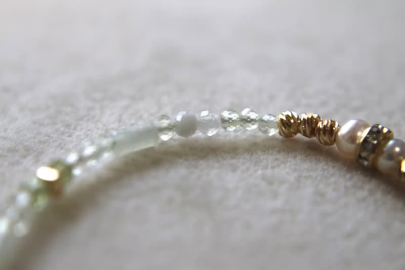 手鍊 葡萄石 珍珠 岫玉 天然石 - 密技 -