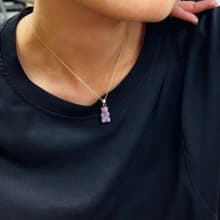 Sweet Bear - 玉髓小熊鍍金項鏈 天然石 項鍊