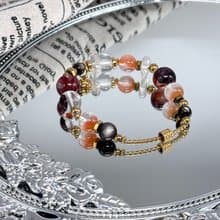 翻篇主旋律 - 紅兔毛紅膠花手鍊 - 醫療鋼/紅膠花/紅兔毛/銀曜石