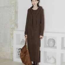 法式復古 / 披肩綁帶連身裙 / 羊毛