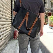 黑色軟牛皮大托特包 手提包 側背包