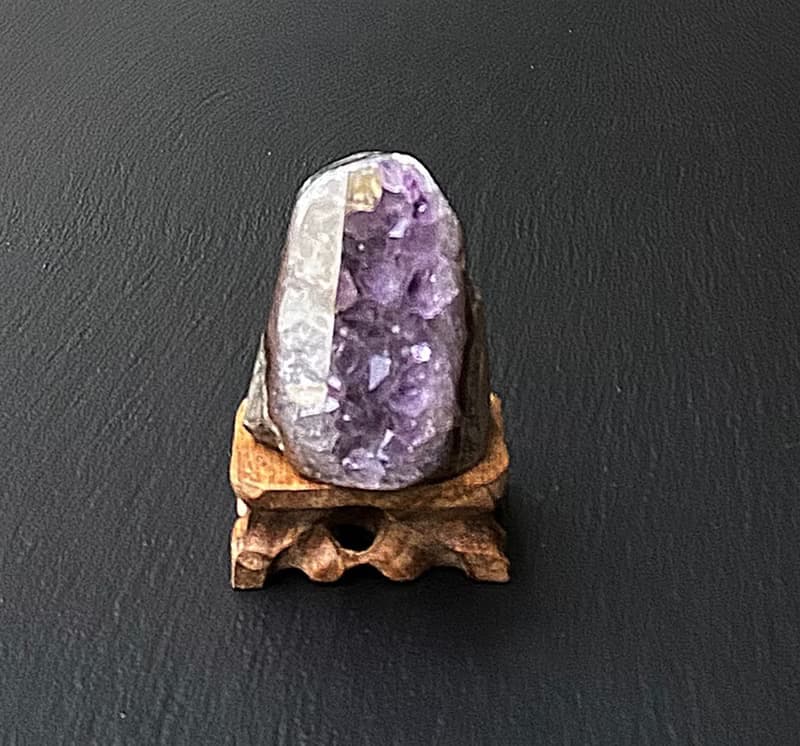招財開運-天然異象夢幻紫 紫晶鎮共生方解石 快速出貨 風水擺件