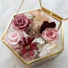 【DIY手作】六角中型永生花戒盒 戒座/永生花/實用