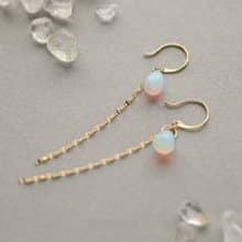 *数量限定* 10月誕生石 K18 大粒プレシャスオパール チェーンフックピアス~ESPOIR NOBLE~