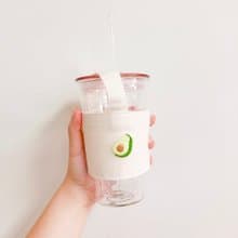 【小熊比比】酪梨刺繡米白飲料提袋