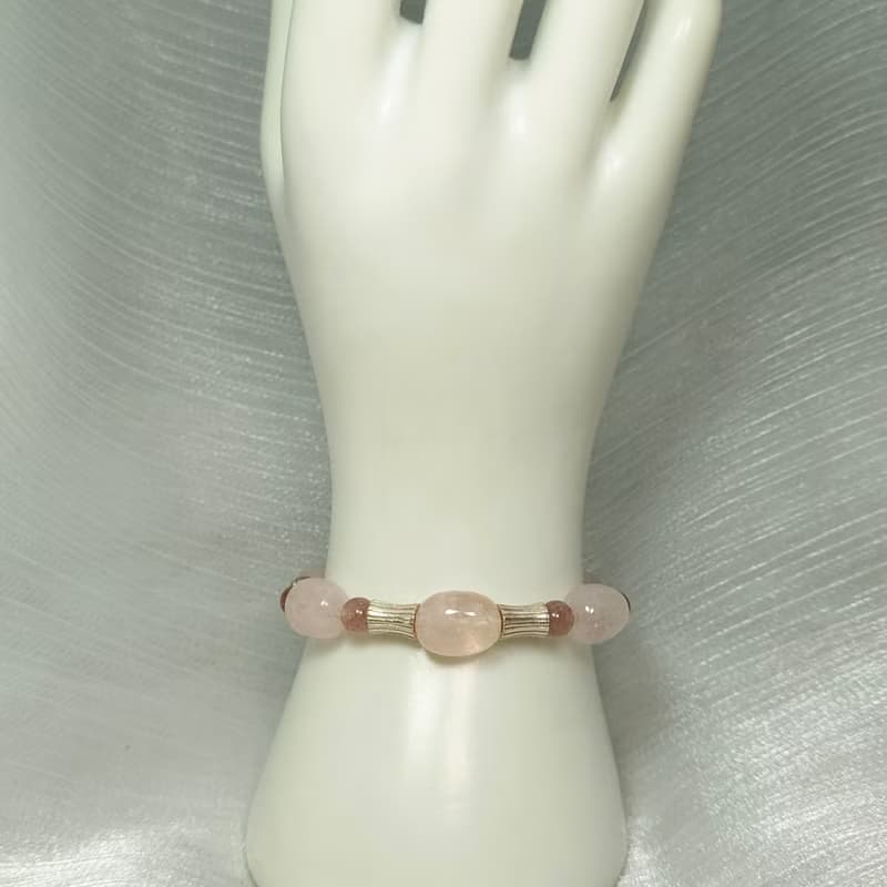 手鍊 粉紅 摩根石 草莓水晶 925銀飾 手珠 寶石 飾品 首飾