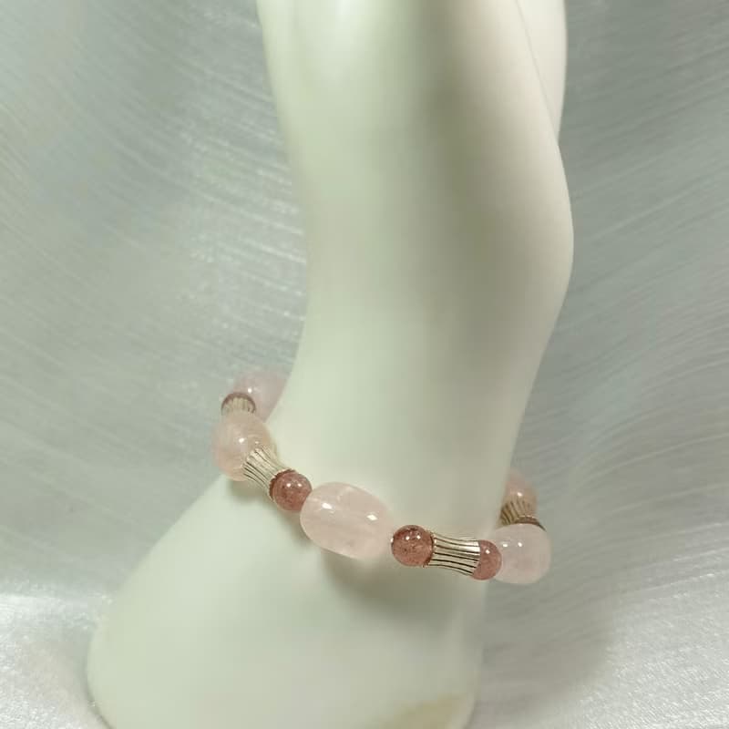 手鍊 粉紅 摩根石 草莓水晶 925銀飾 手珠 寶石 飾品 首飾
