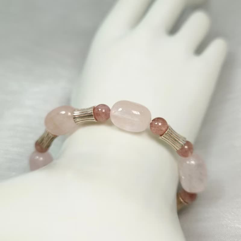 手鍊 粉紅 摩根石 草莓水晶 925銀飾 手珠 寶石 飾品 首飾