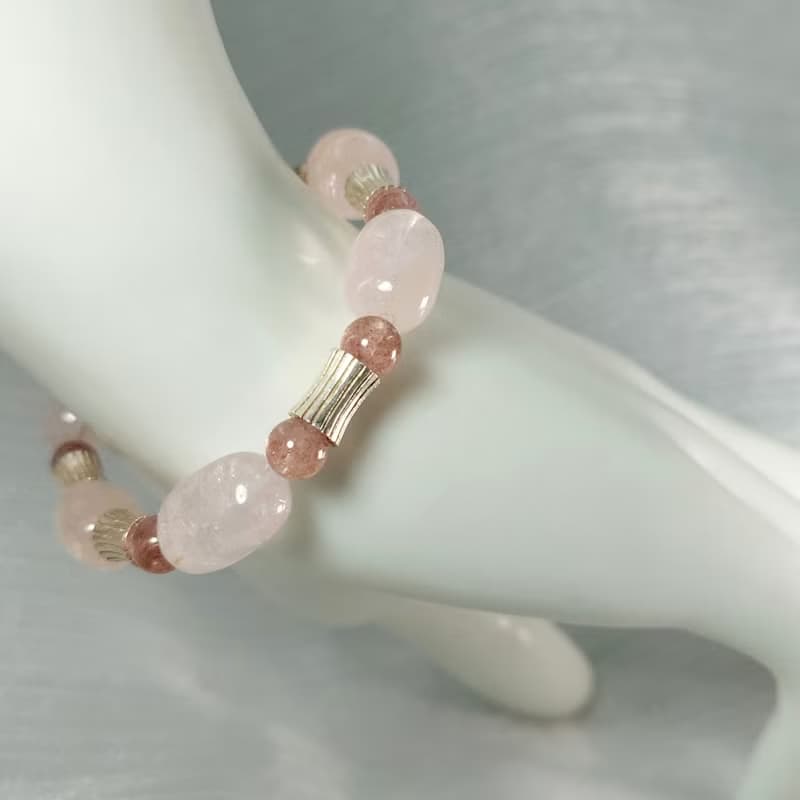 手鍊 粉紅 摩根石 草莓水晶 925銀飾 手珠 寶石 飾品 首飾