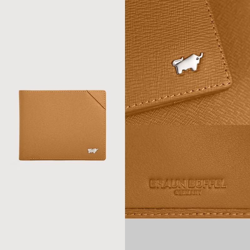 【免費升級送禮包裝】斯萊特-A 粒面牛皮皮夾(多款)-淺棕色/BF565