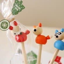 【兒童禮品】木製森林動物三兄弟鉛筆(一組3入) - 筆頭可拆