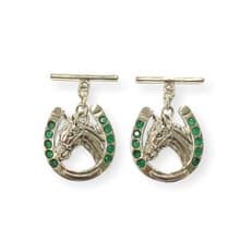 Victorian Style Horseshoe & Emerald Stone 925 Sterling Silver Mens Fathers Gift
