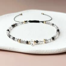 清影鎖念 | 黑髮晶 白水晶 能量調頻手繩 天然水晶 可調手工編織