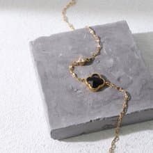 永生花。花型黑瑪瑙單鑽手鍊