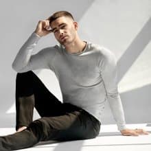 北歐極簡 - Crew-Neck 有機棉男用長袖圓領T (灰)