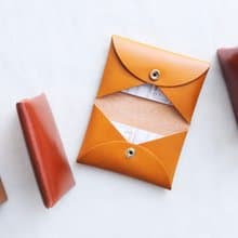 #成品製造 方兩半 對摺卡片套 原創手工 名片夾 意大利植鞣 刻名