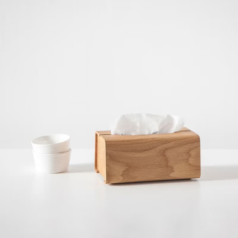 Tetrad 手工木製面紙盒 L | 白橡木