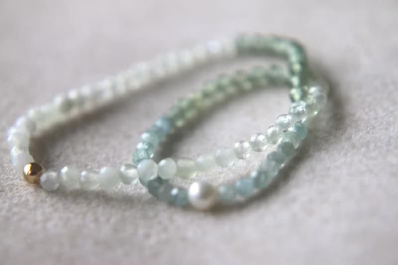 手環 珍珠 綠藍晶 坦桑石 - 喜歡 -