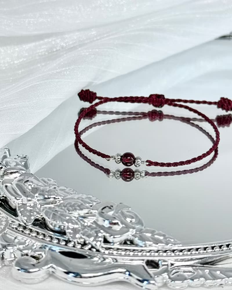 微醺 - 醫療鋼配飾/紅石榴石/祈願蠟繩水晶手鍊