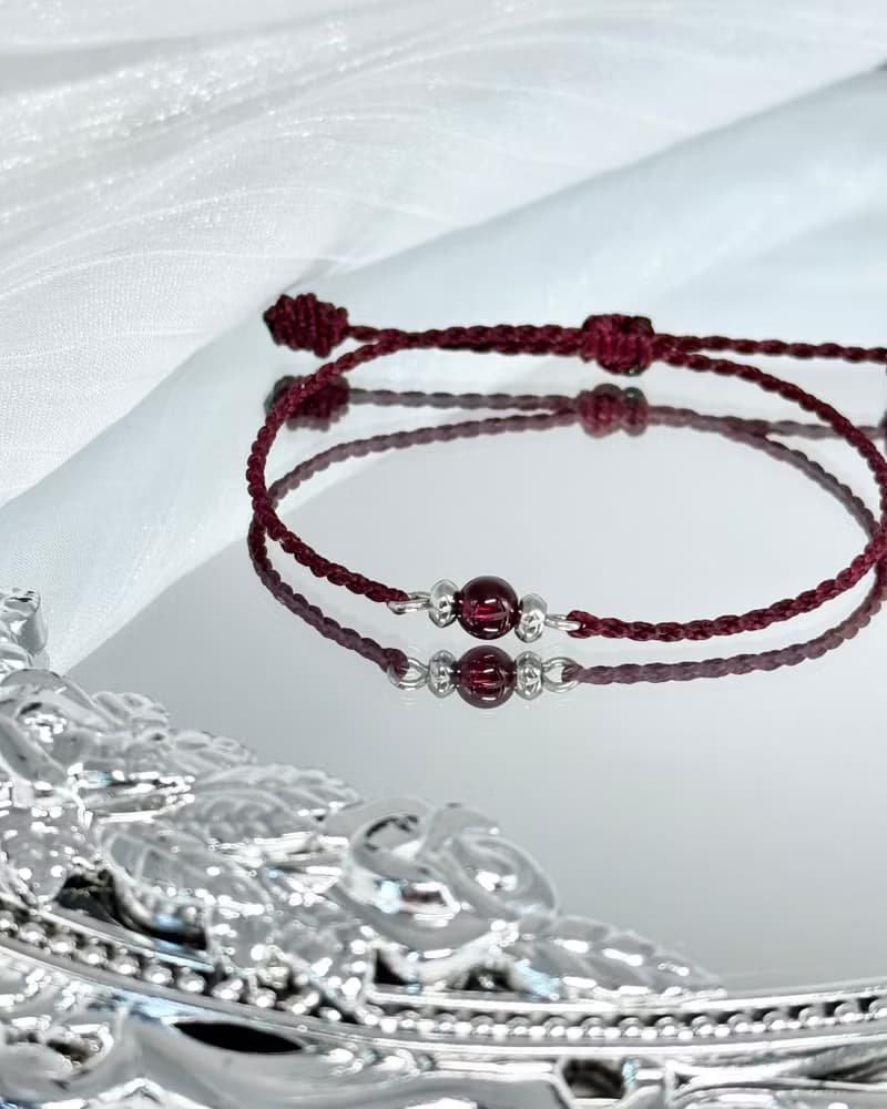 微醺 - 醫療鋼配飾/紅石榴石/祈願蠟繩水晶手鍊