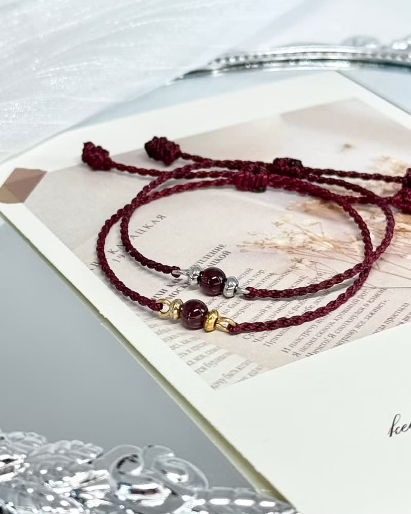 微醺 - 醫療鋼配飾/紅石榴石/祈願蠟繩水晶手鍊