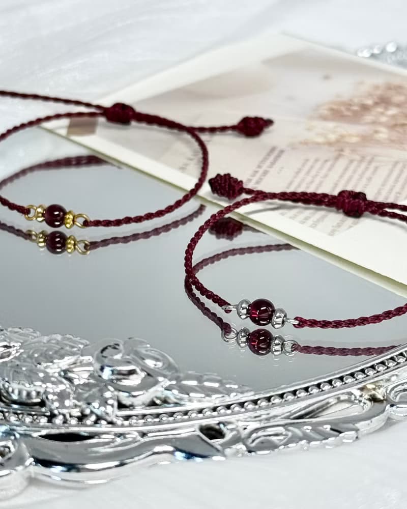 微醺 - 醫療鋼配飾/紅石榴石/祈願蠟繩水晶手鍊