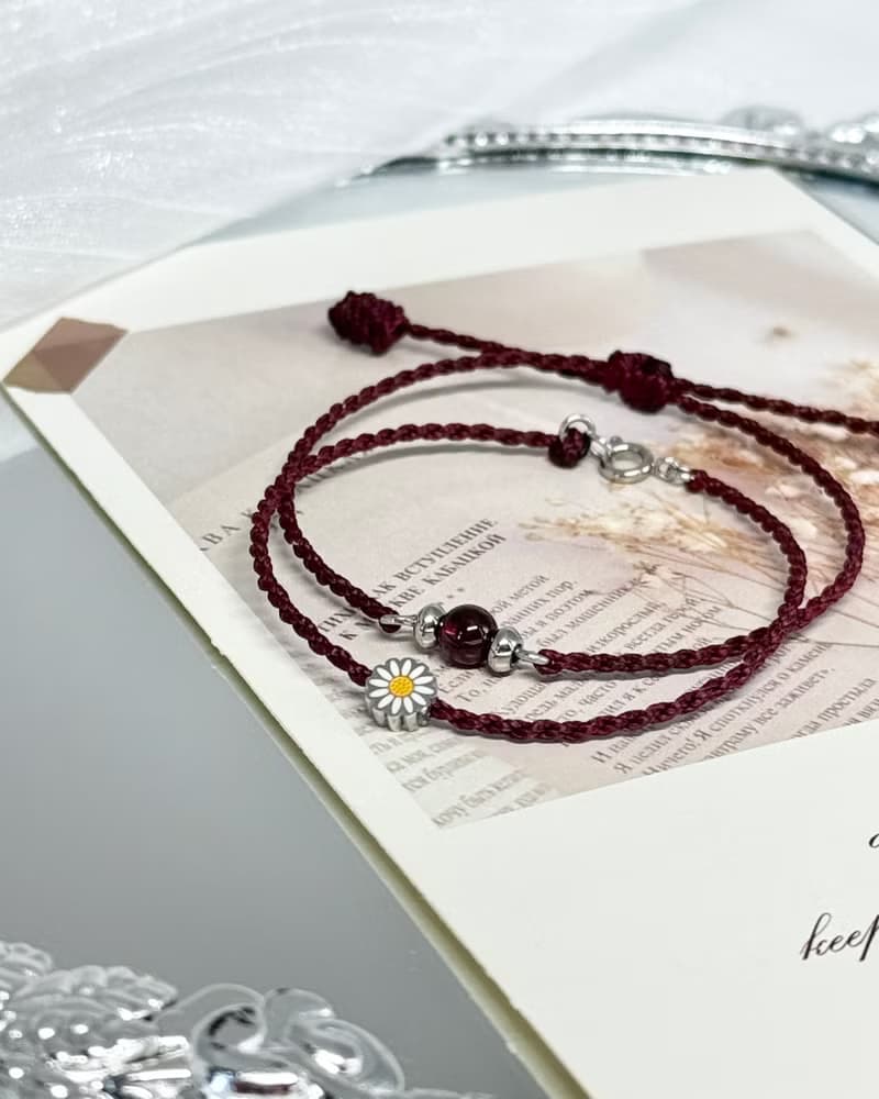 微醺 - 醫療鋼配飾/紅石榴石/祈願蠟繩水晶手鍊