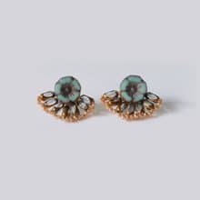 扇形花耳環 Fan Flower Earrings - 薄荷綠 耳針/耳夾
