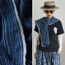 貴州侗族色織條紋 秋冬造型領巾披肩圍巾 手織布 植物藍染