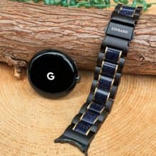 【木製バンド】Google Pixel Watch 天然木バンド ブルーサンドストーン×エボニーウッド　Pixel Watch3 45mm対応不可
