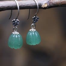 復古氣質款  玉石東陵玉  南瓜珠  蝴蝶耳墜