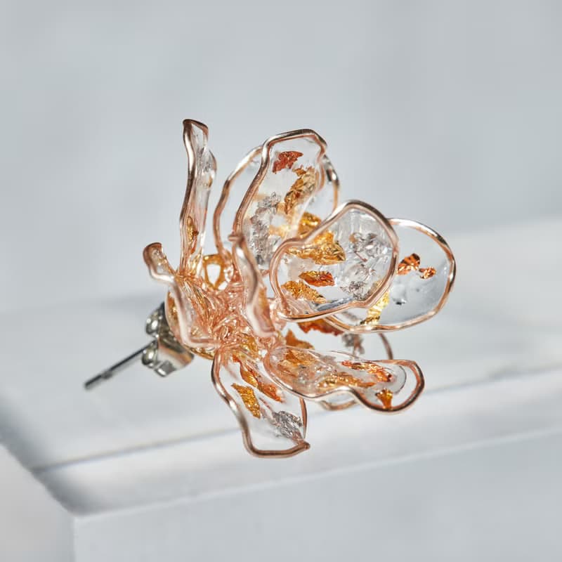 波波碎花(大)-手工耳環 樹脂耳環 水晶花 耳針 耳夾