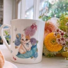 合作插畫藝術家-英格藍貓 下午茶骨瓷杯系列-繁花貓咪馬克杯