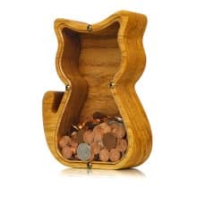 Wooden CAT piggy bank Kitten figurines Personalized cat Montessori Waldorf kids