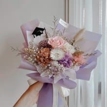 Journee夢幻紫粉永生玫瑰畢業花束乾燥花束 情人節花束求婚生日