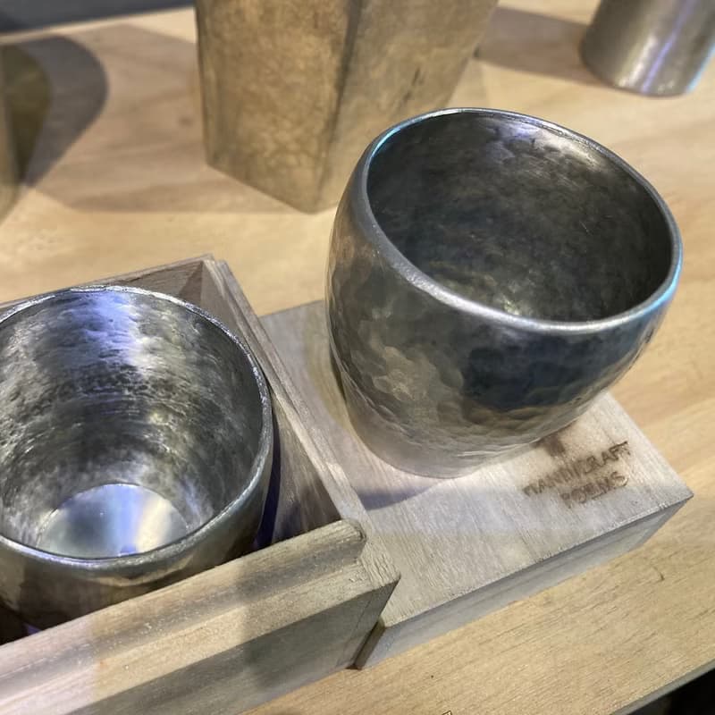 純錫酒杯/清酒杯/燒酌杯/盃形酒杯,青冶金工手作鍛打純錫杯