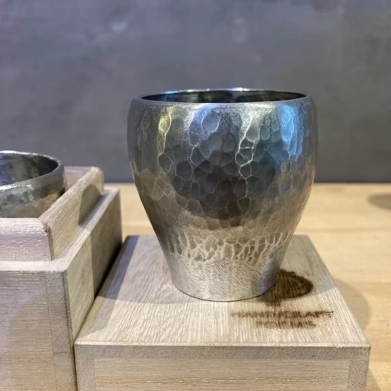 純錫酒杯/清酒杯/燒酌杯/盃形酒杯,青冶金工手作鍛打純錫杯