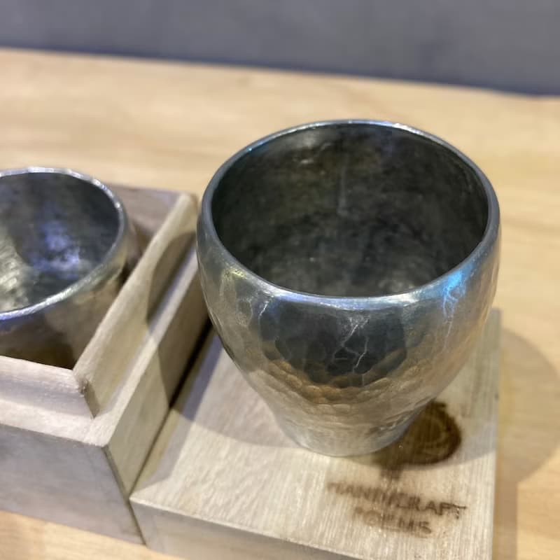 純錫酒杯/清酒杯/燒酌杯/盃形酒杯,青冶金工手作鍛打純錫杯